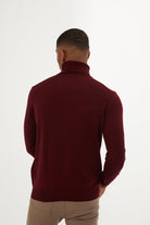 Regular Fit Basic Plain Light Burgundy Turtleneck Sweater