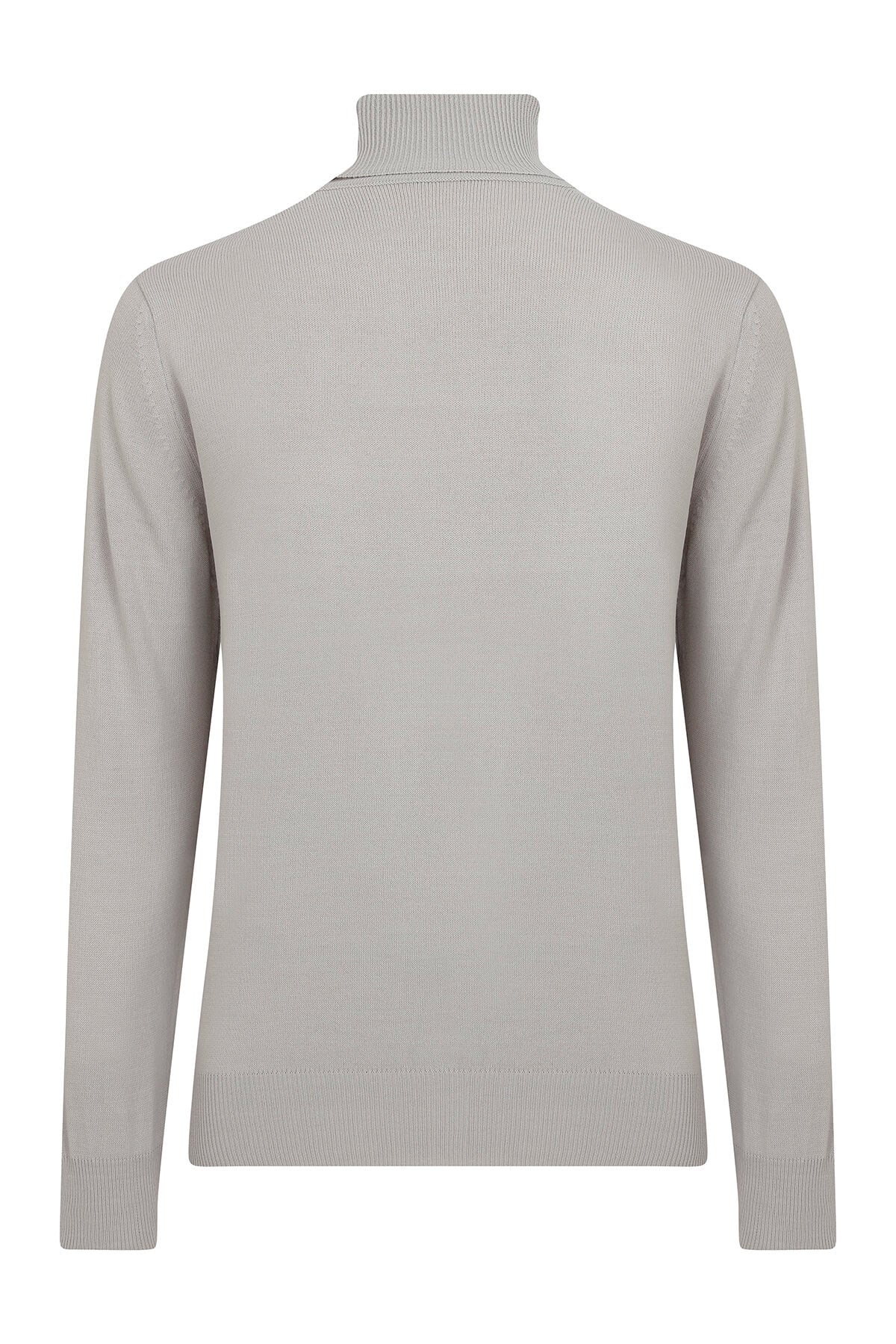 Regular Fit Basic Plain Light Gray Turtleneck Sweater