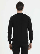 Regular Fit Basic Plain Wool Blend Black Crewneck Sweater