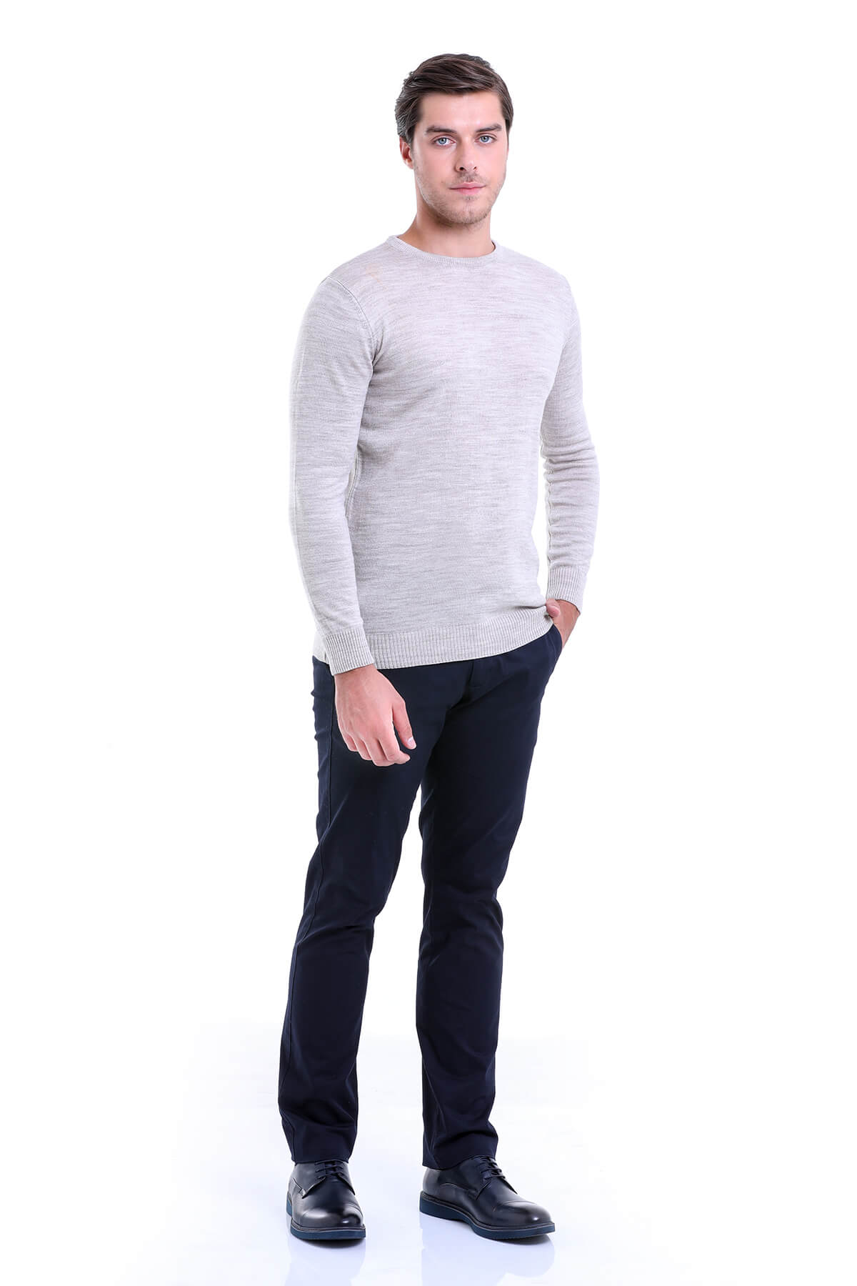 Regular Fit Beige Crewneck Sweater - MIB