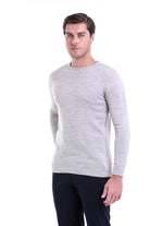 Regular Fit Beige Crewneck Sweater - MIB