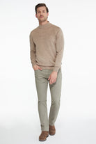 Regular Fit Beige Mock Neck Sweater - MIB