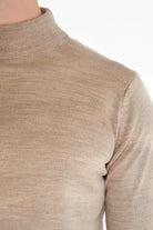 Regular Fit Beige Mock Neck Sweater - MIB