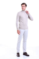 Regular Fit Beige Turtleneck Sweater - MIB