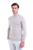 Regular Fit Beige Turtleneck Sweater - MIB