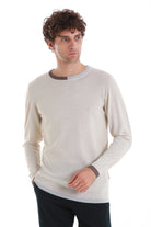 Regular Fit Beige Wool Blend Crewneck Sweater - MIB