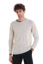 Regular Fit Beige Wool Blend Crewneck Sweater - MIB