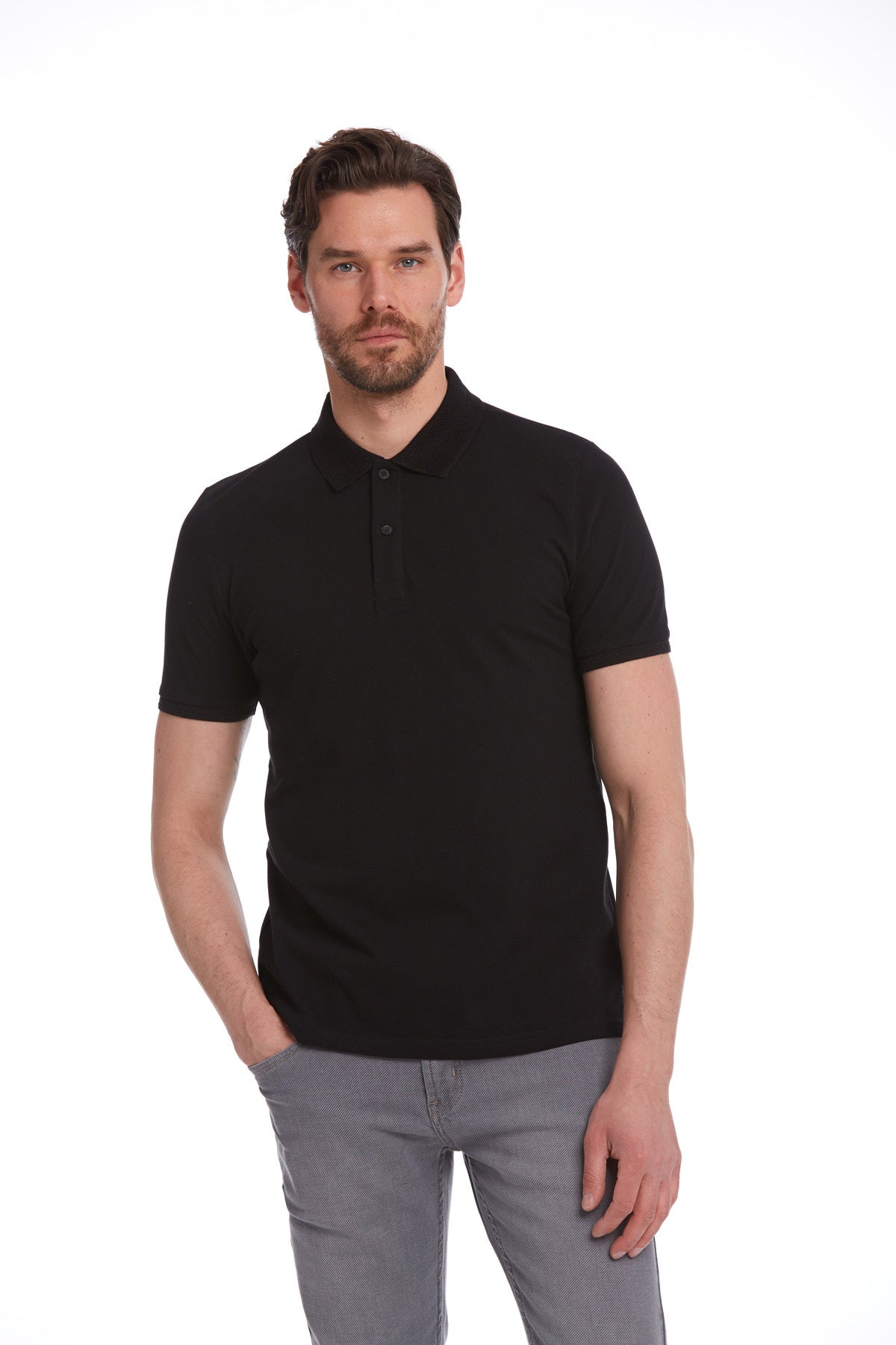 Regular Fit Black 100% Cotton Polo T-Shirt - MIB