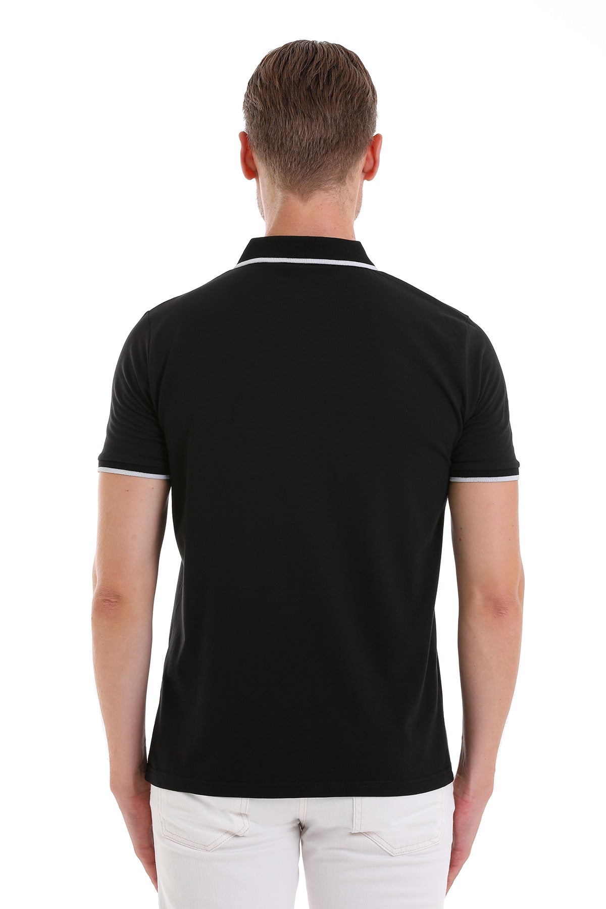 Regular Fit Black Basic 100% Cotton Polo T-Shirt - MIB