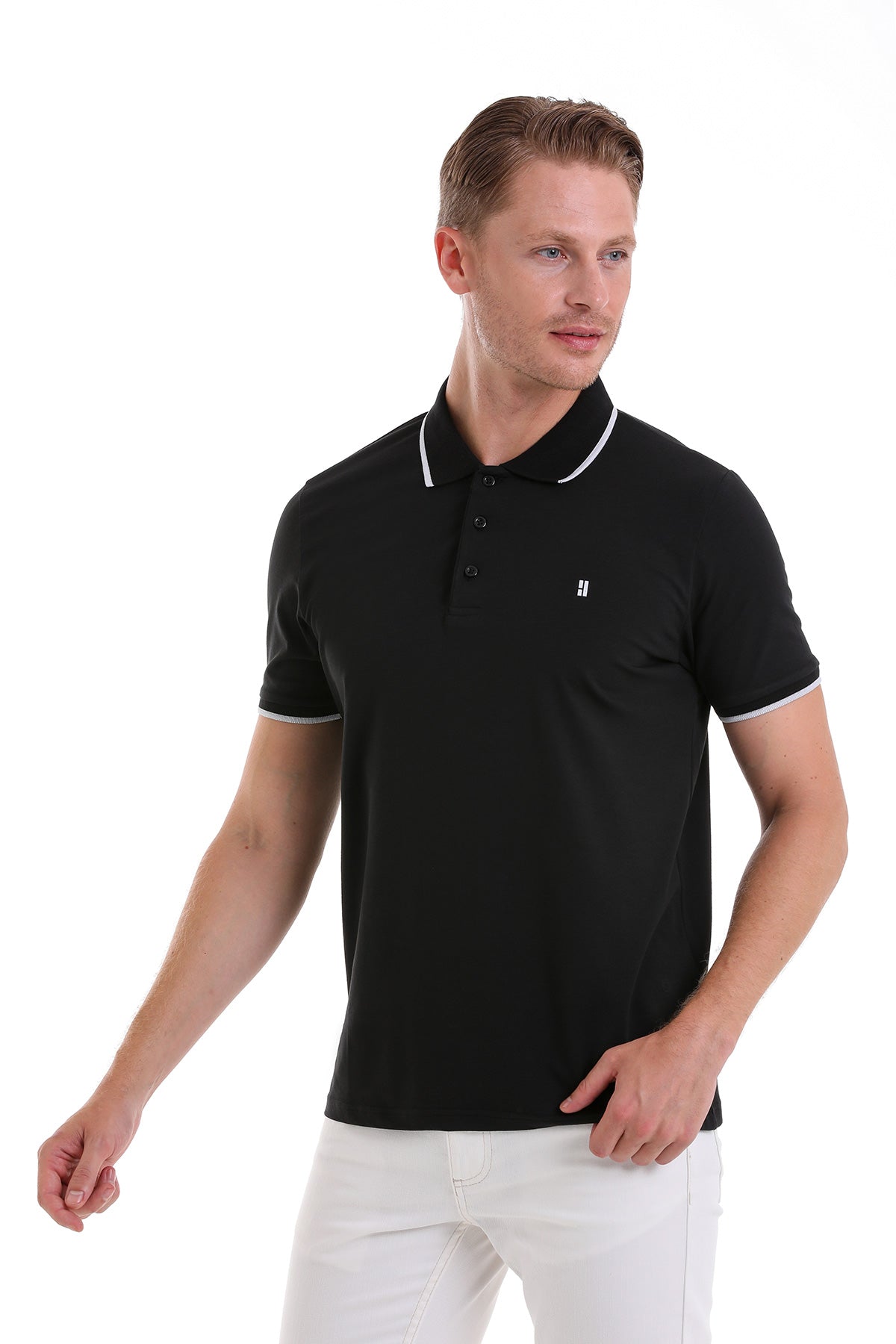 Regular Fit Black Basic 100% Cotton Polo T-Shirt - MIB