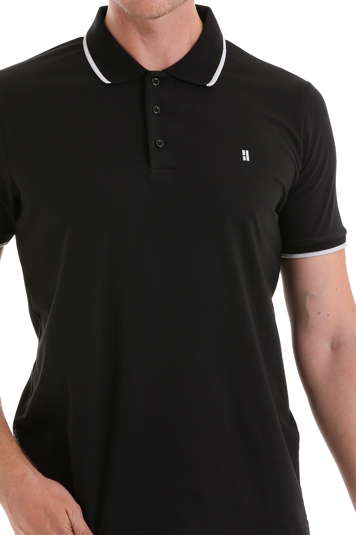 Regular Fit Black Basic 100% Cotton Polo T-Shirt - MIB