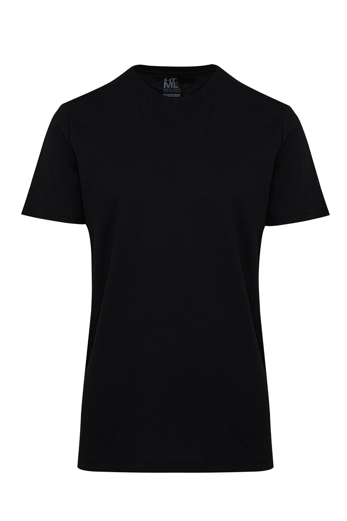 Regular Fit Black Basic Cotton Crew Neck T-Shirt - MIB