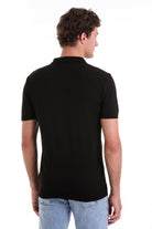 Regular Fit Black Cotton Blend Jacquard Polo T-Shirt - MIB