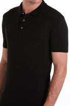 Regular Fit Black Cotton Blend Jacquard Polo T-Shirt - MIB