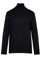 Regular Fit Black Cotton Blend Turtleneck Sweater - SAYKI