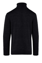 Regular Fit Black Cotton Blend Turtleneck Sweater - SAYKI