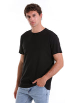 Regular Fit Black Cotton Crew Neck T-Shirt - MIB