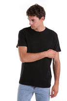 Regular Fit Black Cotton Crew Neck T-Shirt - MIB