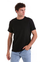 Regular Fit Black Cotton Crew Neck T-Shirt - MIB