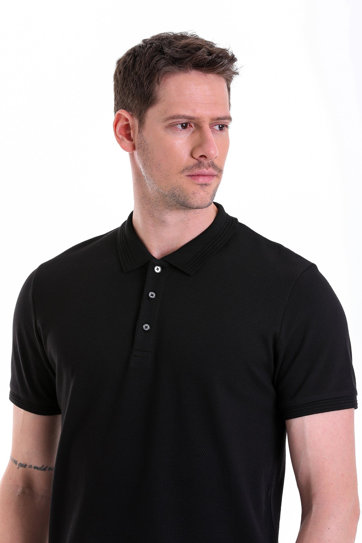 Regular Fit Black Cotton Polo T-Shirt - MIB