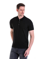 Regular Fit Black Cotton Polo T-Shirt - MIB