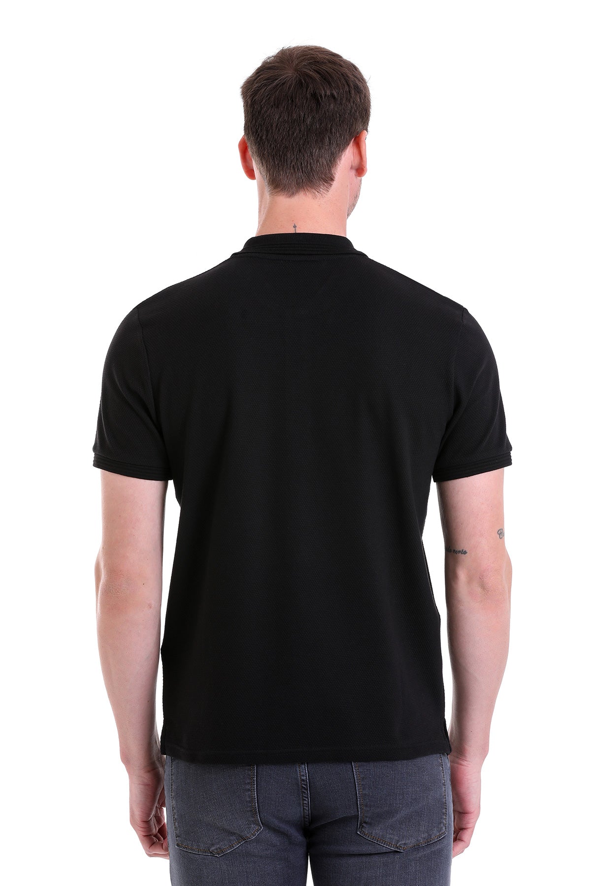 Regular Fit Black Cotton Polo T-Shirt - MIB