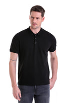 Regular Fit Black Cotton Polo T-Shirt - MIB