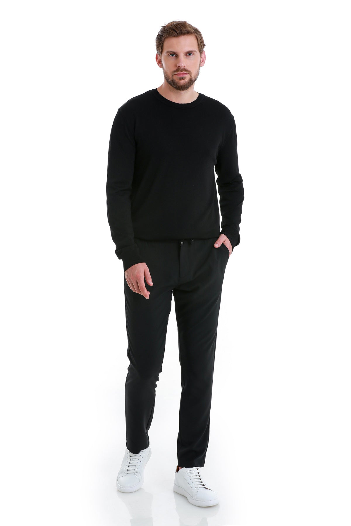 Regular Fit Black Crewneck Sweater - MIB