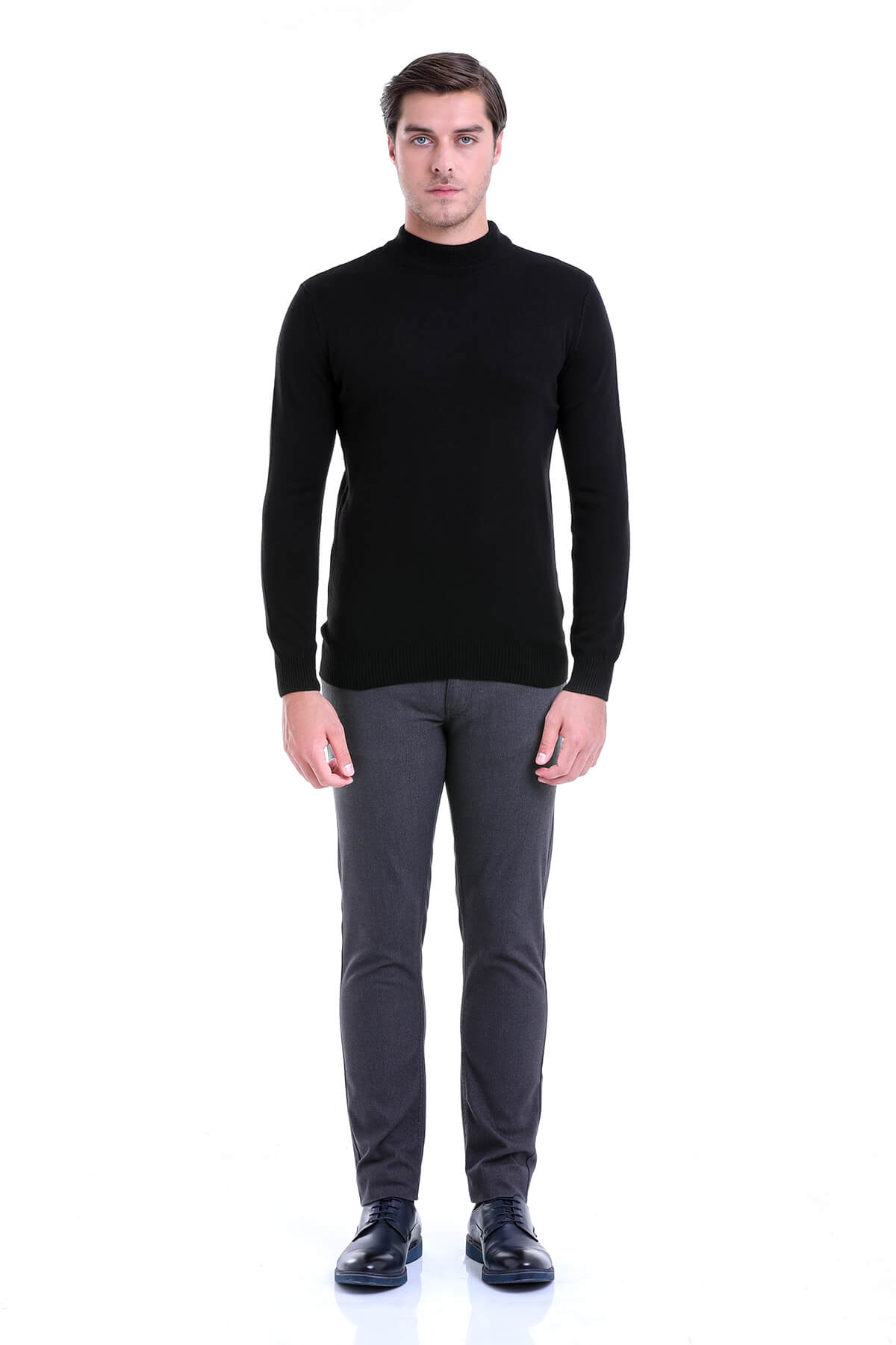 Regular Fit Black Mock Neck Sweater - MIB