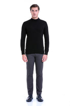 Regular Fit Black Mock Neck Sweater - MIB