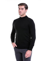 Regular Fit Black Mock Neck Sweater - MIB