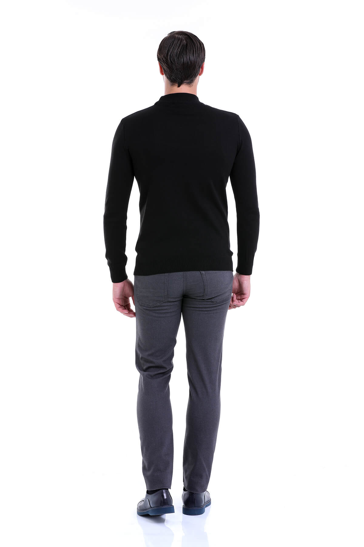 Regular Fit Black Mock Neck Sweater - MIB