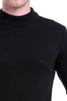 Regular Fit Black Mock Neck Sweater - MIB