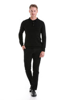 Regular Fit Black Polo Sweater - MIB