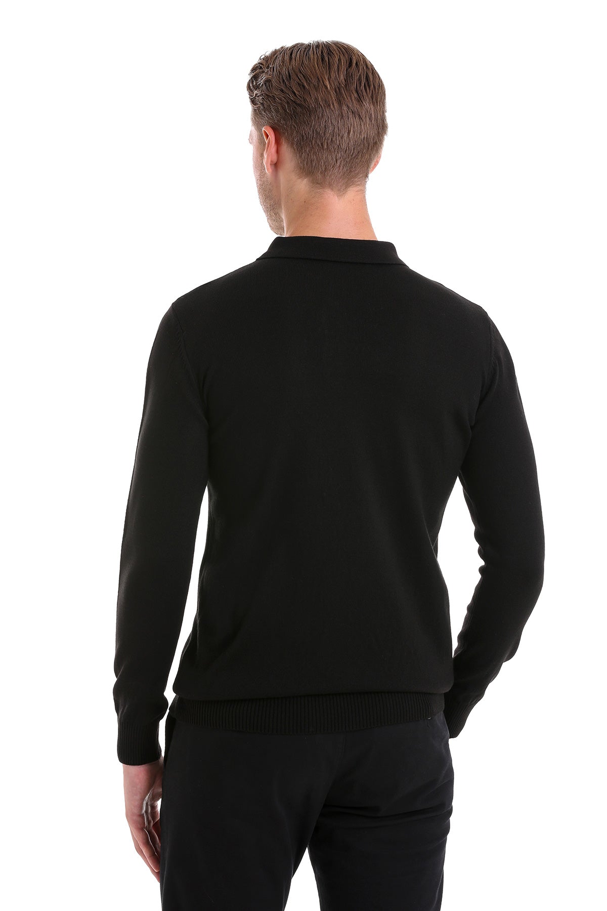 Regular Fit Black Polo Sweater - MIB