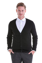 Regular Fit Black Wool Blend Cardigan - SAYKI