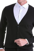 Regular Fit Black Wool Blend Cardigan - SAYKI