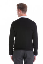 Regular Fit Black Wool Blend Cardigan - SAYKI