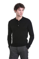 Regular Fit Black Wool Blend Polo Sweater - MIB