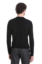 Regular Fit Black Wool Blend Polo Sweater - MIB