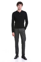 Regular Fit Black Wool Blend Polo Sweater - MIB