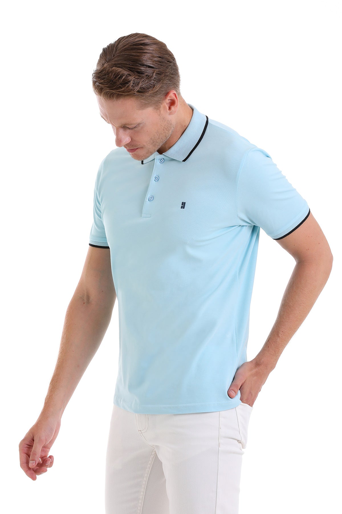 Regular Fit Blue Basic 100% Cotton Polo T-Shirt - MIB