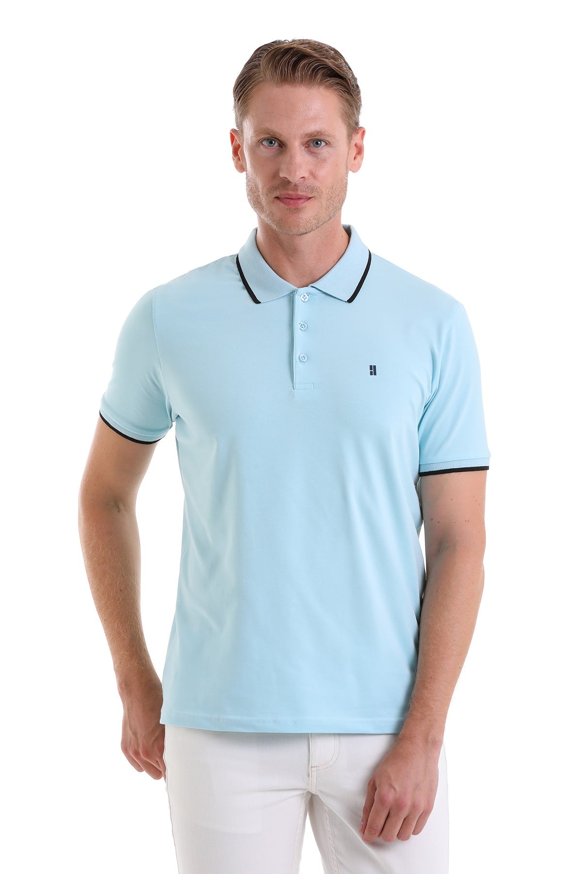 Regular Fit Blue Basic 100% Cotton Polo T-Shirt - MIB