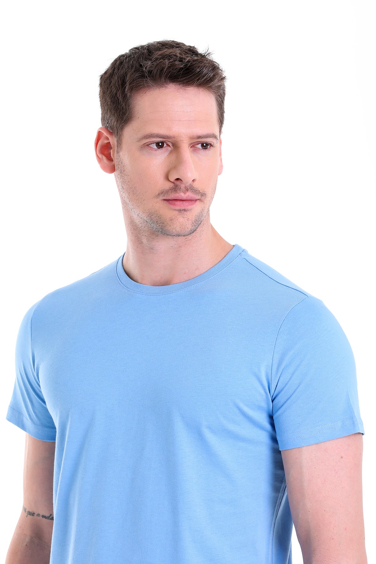 Regular Fit Blue Basic Cotton Crew Neck T-Shirt - MIB