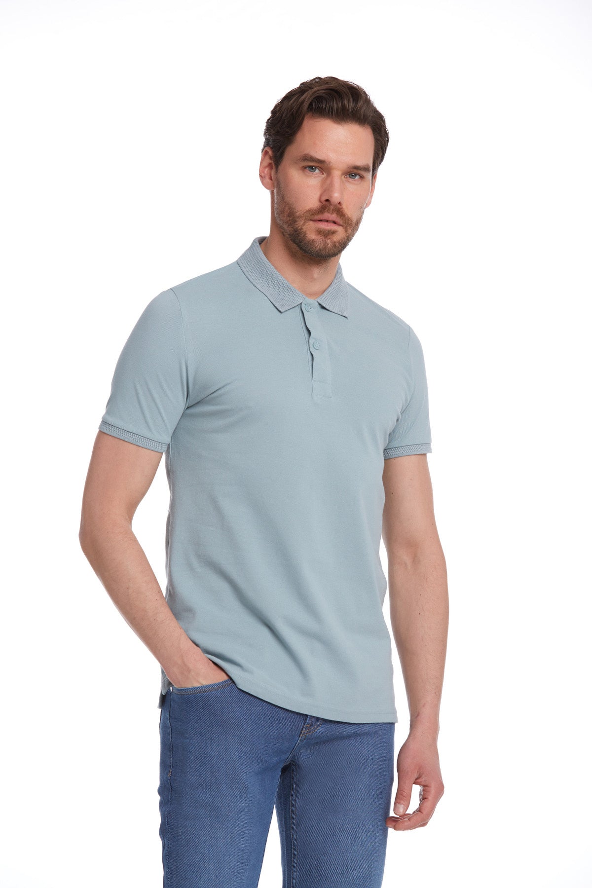 Regular Fit Blue Cotton Polo T-Shirt - MIB