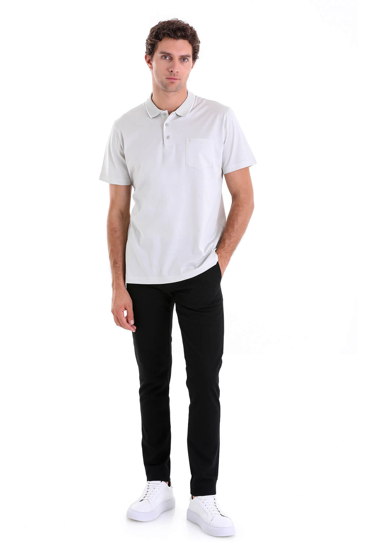 Regular Fit Bone Basic Cotton Polo T-Shirt - MIB