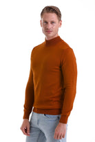 Regular Fit Brick Mock Neck Sweater - MIB