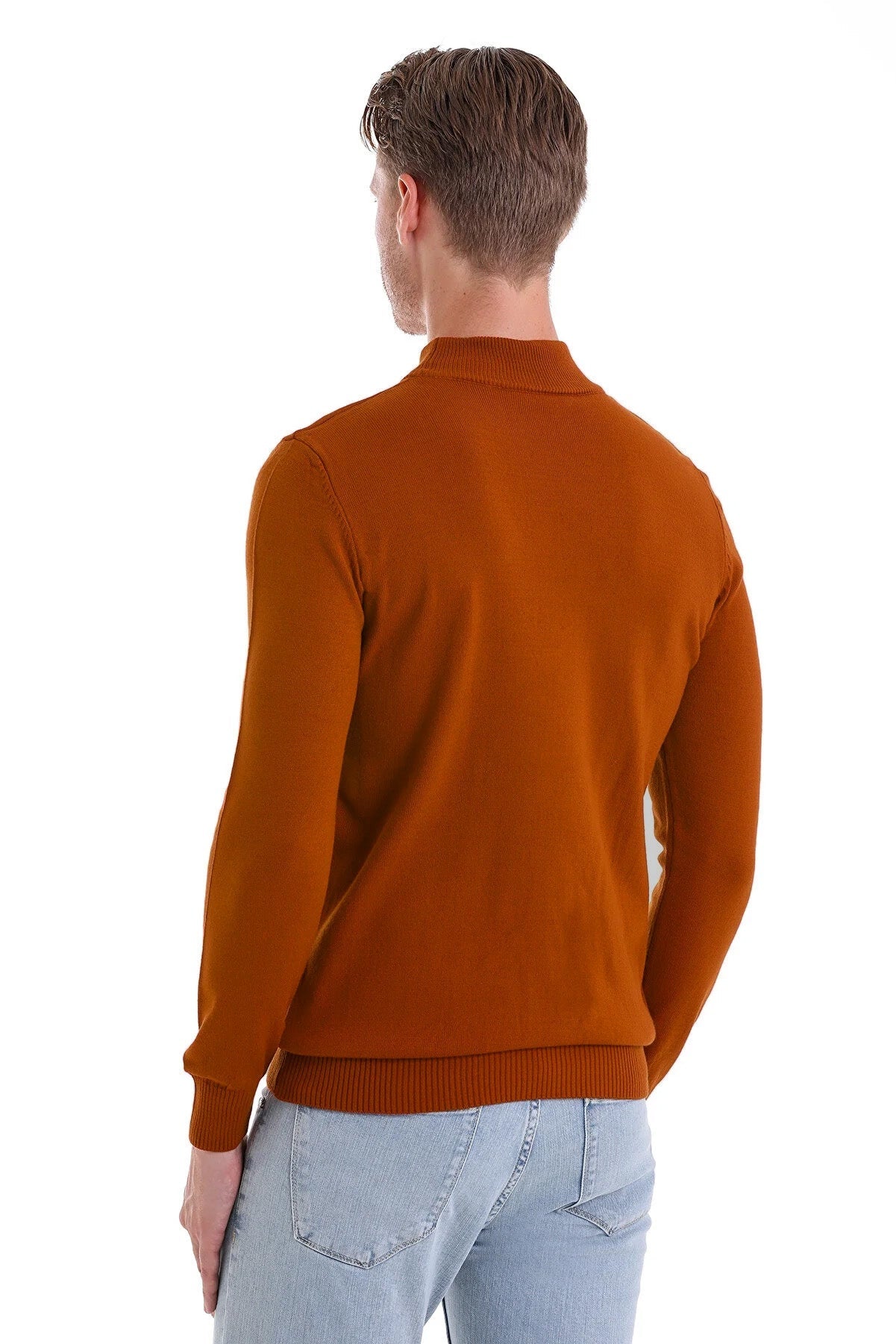 Regular Fit Brick Mock Neck Sweater - MIB