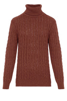 Regular Fit Brick Wool Blend Turtleneck Sweater - SAYKI