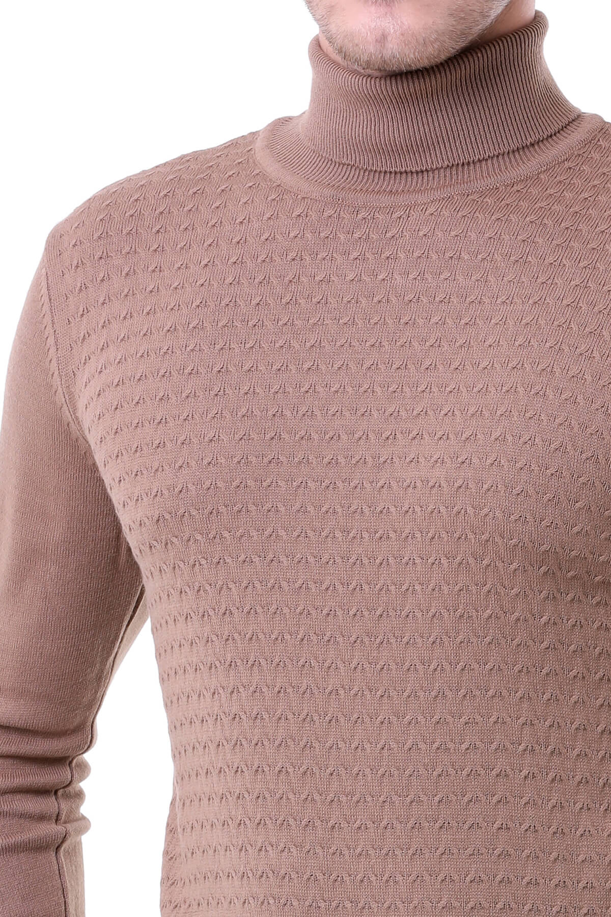 Regular Fit Brown Turtleneck Sweater - MIB